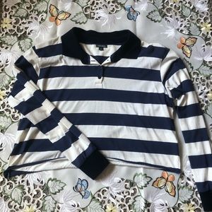 Blue & White Striped Wild Fable Crop Long-sleeve